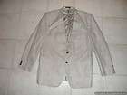   Mens Blazer 44 Regular Beige Blue 100% Silk 44R Coat Sports Jacket