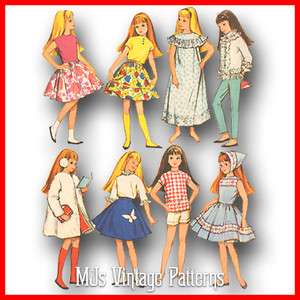 Vtg 1960s Doll Clothes Pattern ~ Skipper Pepper and friends  