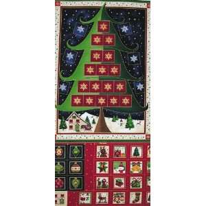    Wide Makower Novelty Christmas Tree Panel Blue Fabric By The Panel