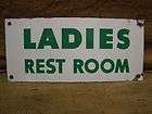 Vintage Porcelain Ladies Restroom Sign  Old Antique  