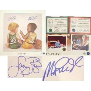  Larry Bird and Magic Johnson Autographed   Lets Play 