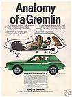 1973 2 door green AMC Gremlin photo car print ad