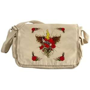   Messenger Bag Love Flaming Heart with Angel Wings 