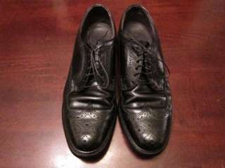 Mint Vtg 1960s Hanover Made In USA Black Wingtip Oxford Leather Shoes 