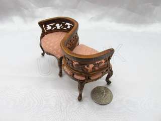   Scale doll house walnut frame lover chair for doll house 
