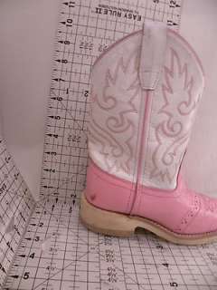 Old West Pink White Leather 13 Girls Shoes Western Boots  
