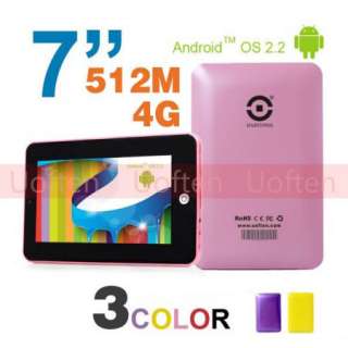 4G 512M 7 7Inch MID Android 2.2 Touchscreen Tablet PC WiFi New  