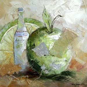   Fusion Hand Painted Contemporary Artwork, Abstract Still Life Cuisine