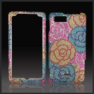  Pink Blue Gold Roses Cristalina crystal bling case cover 