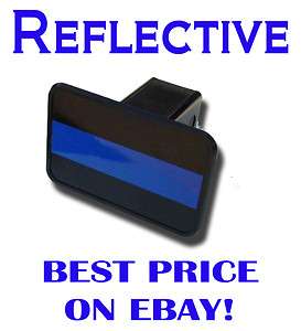 Police Thin Blue Line Hitch Cover   Reflective   PLUS FREE BONUS DECAL 