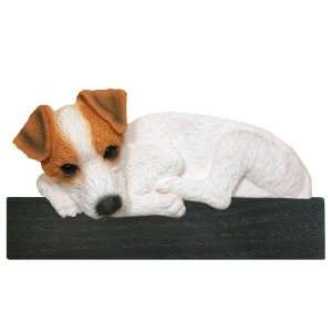 Red/White Rough Jack Russell Dog Shelf and Wall Plaque  