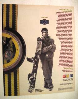 SWATCH MIKE JACOBY SNOWBOARDER 1989 Fashion Print Ad  