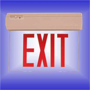 led edge lit emergency exit sign clear face battery back up single 