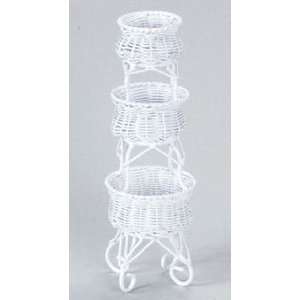    Dollhouse Miniature White Wire 3 Tier Plant Stand 