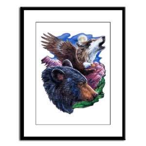  Large Framed Print Bear Bald Eagle and Wolf Everything 