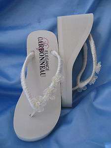 Ivory Wedge Flip Flop, Ivory Bridal Sandals  
