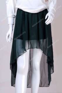 7Color Asymmetric Long Maxi Pleated Ruffle Skirt Elastic WaistBand 
