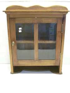 Bevelled Glass Small Curio Display Cabinet Pine Repurposed  