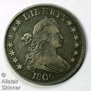 1806 Draped Bust Half Dollar PCGS VF30 Pointed 6, Stem  