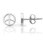 PEACE Sign No War Genuine 925 Sterling Silver 7mm Stud Earrings USA 