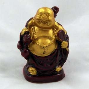 Rustic Sitting Love Buddha with Bag of Dreams and Wishes 