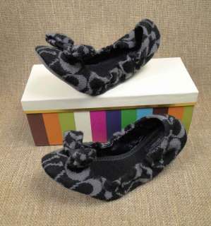 Coach Rio 12CM Signature Knit Ballet Flat Slipper Shoe A0180 New In 