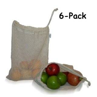 Natural Cotton Mesh Produce Bag (6 Pack)