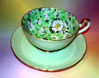 Stunning & Rare Green & Daisy Shelley Cup & Saucer  