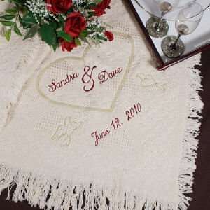 Embroidered Wedding Heart Afghan