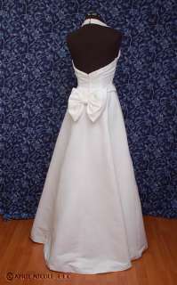 Ivory Satin Beaded Halter A line Wedding Dress 6  