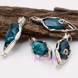 quartz blue Agate Druzy BOTSWANa Gemstone bead Pendant  