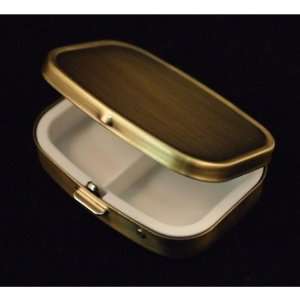   Metal Rounded Rectangle Pill Container Bronz Case Pack 50 Beauty