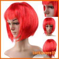  Womens Short Straight Synthetic Hair Wigs Red Yellow Gold Colors