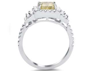 85 ct Radiant Cut Fancy Yellow Custom Diamond Engagement Ring 14k 