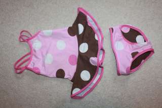 Pink & Brown Polka Dot Two Piece Bathing Suit
