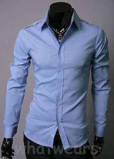 Mens Business Classic Design Cotton Dress Shirt 3 Colors Blue Z1220 