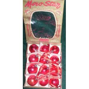  Christmas Ornaments; Miro Star Vintage 1960 Red Glass 