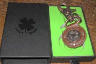 LUCKY BRAND 4 Leaf Clover Keychain MENs NEW leather  