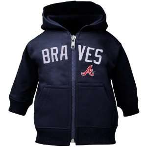 Atlanta Braves Toddler Navy Blue Emblem Full Zip Hoodie Sweatshirt 
