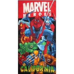 Beach Towel   Marvel Heroes Spiderman Fantastic 4 Xmen 