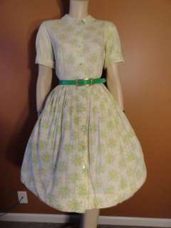   Yellow Floral print 50s Full Circle Lucy Day Dress Rockabilly M  