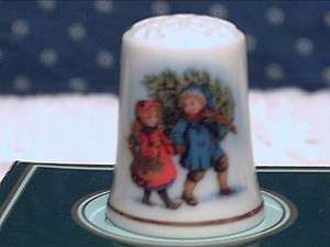 1981 Avon Porcelain Thimble Sharing Christmas Spirit  