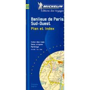  Paris Southwest Street Map with index Map No. 22 (Michelin Maps 