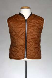   70s Brown Orange Reversible Hunting Vest Coat/Jacket Puffer XL  
