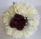   & Plum Roses Silk Flower Floral Arrangement / Centerpiece, Wedding