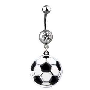 Soccer Ball belly button ring