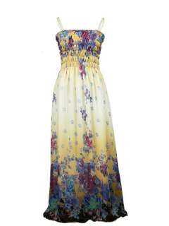 dress190 CHIFFON FLORAL MAXI SUMMER SUN DRESS UK 12 14  