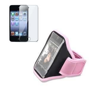 Pink Sport Mesh Armband + clear Screen Protector for Apple Ipod Touch 