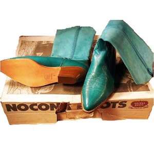 BOOTS MADE IN ITALY, NEVER WORN, Sz LADY 8B, TURQUOISE COWBOY, FINE 