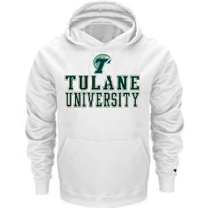  Tulane Green Wave White Champion Powerblend® Hood Sports 